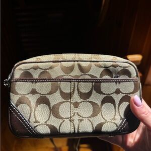 Brown and Tan Patterned Coach Belt bag